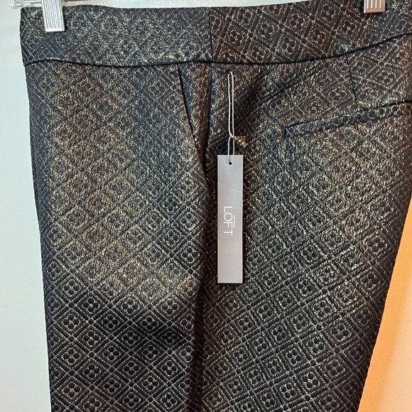 NWT Ann Taylor LOFT Shiny Gold Brocade Jacquard Marisa Ankle Pants, Size 8 - Picture 14 of 16